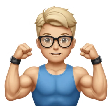 gigachad with nerdy glasses, flexing muscles sticker