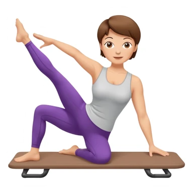 Pretty, sexy, mature, slightly curvy white Woman with short brown hair doing Pilates exercises  sticker