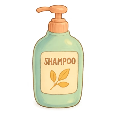 ghibli style shampoo bottle with soft colors sticker