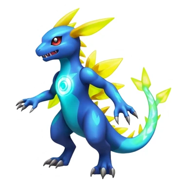 Neon Vibrant Pulsating Trail-glowing Chromatic Pokémon-Fakémon-Digimon-Creature, (full body) sticker