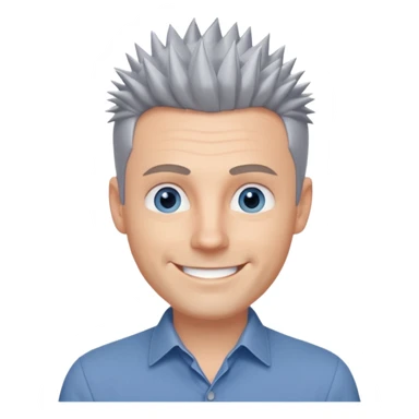 40 yr old white man short spike hair grey dress shirt blue eyes sticker