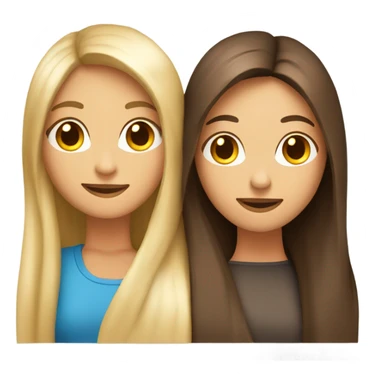 beautiful woman with long straight blonde hair hugging beautiful woman with long straight brown hair sticker