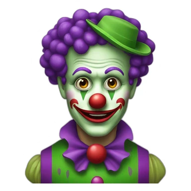 green and purple clown sticker