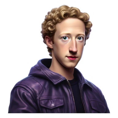 Synthwave Zuckerberg in SNES style, oil paint, epic eyes, intricate lips, exquisite pose, beautiful, desirable, logical sticker