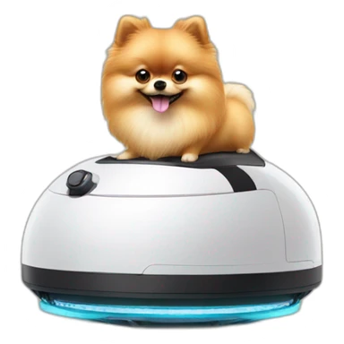 pomeranian on a vacuum robot sticker