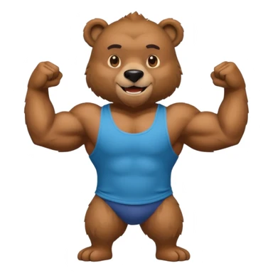 flexing bear with tanktop sticker