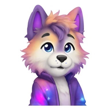 gradient-Sparkle-nebula-fursona anthropomorphic furry full body sticker