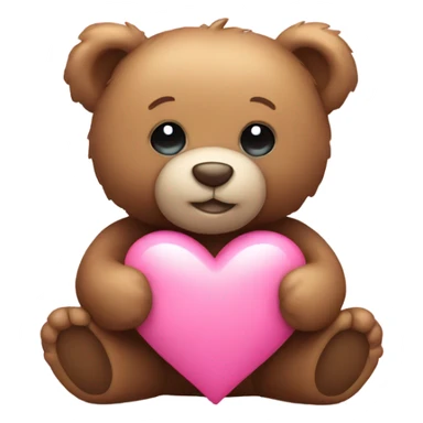 Teddy bear holding pink heart sticker