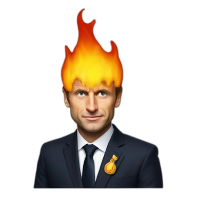 emmanuel-macron with flames on his head sticker