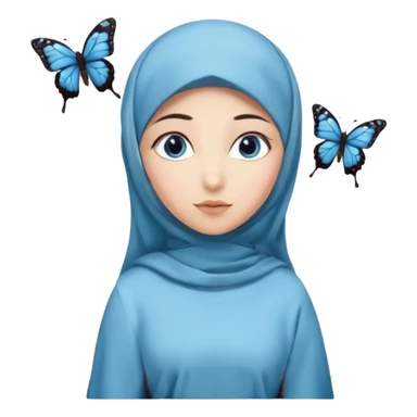 Turkish beautiful finish Konya girl blue eyes with hijab and butterfly dress long tailed  sticker