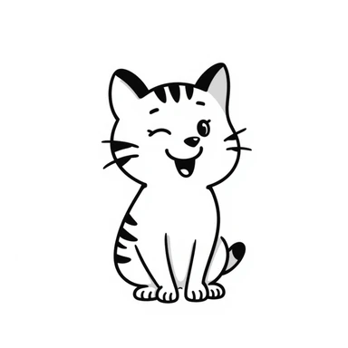 smiling cat doodle, hand drawn style sticker