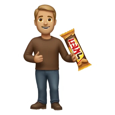 Man holding twix sticker