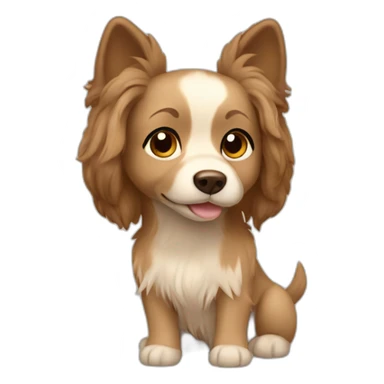 Little Dog beige with brown fall ears long hair sticker