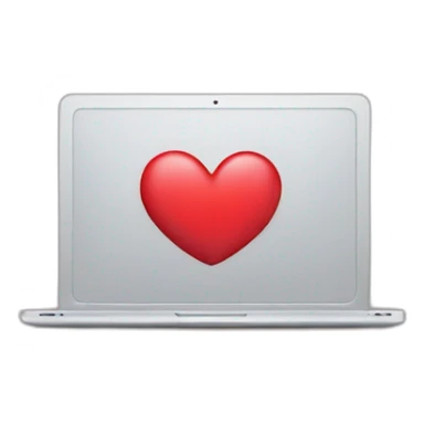 emoji working behind laptop with a big heart logo laptop sticker