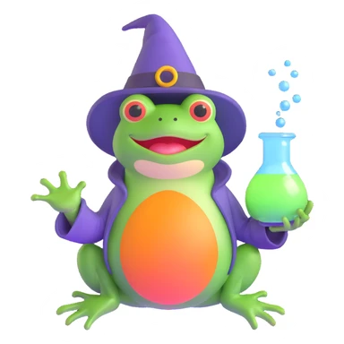frog wizard brewing potion sticker