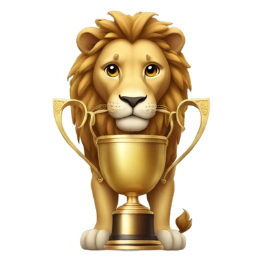 Lion holding a trophy sticker
