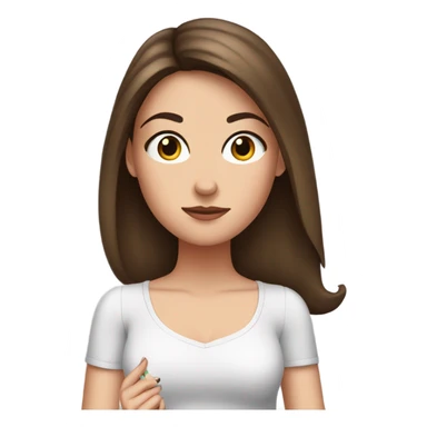 White girl brunette Side eye checking nails  sticker