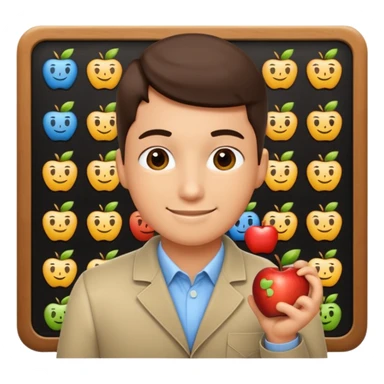 thinking programmer with code symbols, apple style emoji sticker
