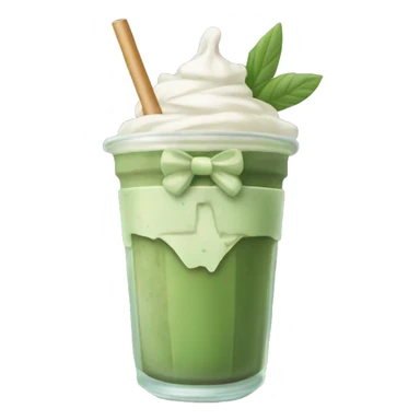 iced matcha latte with a bow on the straw sticker