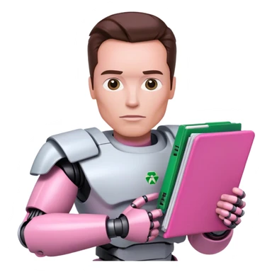 schwarzenegger-looking half robotic half human pink terminator holding microsoft excel pink folder sticker