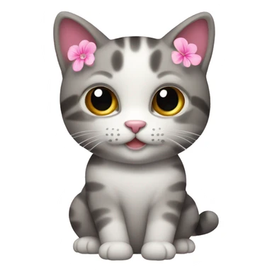 ￼ cat holding pink flowers ￼ sticker