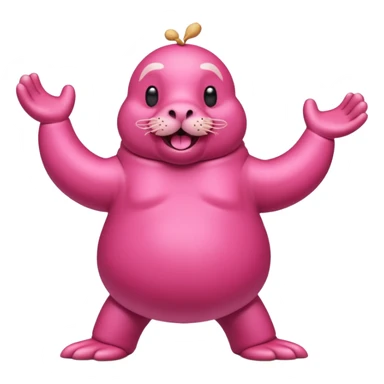 Pink Walrus dancing with peanuts sticker