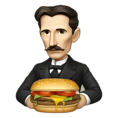 Nikola tesla eats hamburger sticker