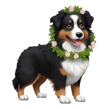 Plant garland Small black australian shepherd dog sticker