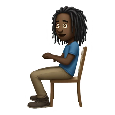 Black guy with dreads sitting down on chair playing on computer  sticker