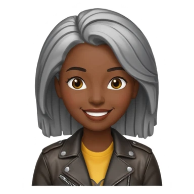 black woman with metalic hair lether jacket sticker