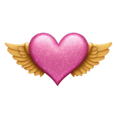 heart pink and wings woth glitter  sticker