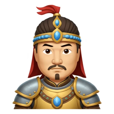 portrait of Genghis Khan in armor rotated 45 degrees to the right sticker