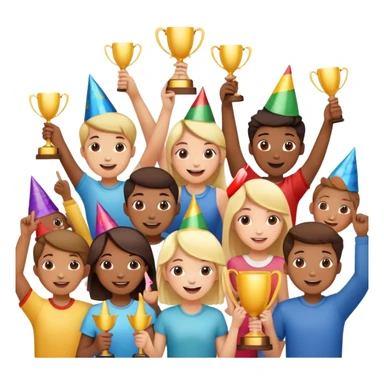 A team of the best happy employees of the bank. Everyone is different, but very friendly. There are girls and boys. They won and celebrate the victory. sticker