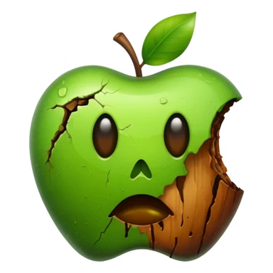 A rotten apple emoji resembling the apple inc logo. sticker