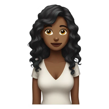 Girl with wavy long black hair wearing deep v neck top sticker