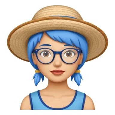 woman glassess, fat venice gondolier with iconic hat and blue hair woman sticker
