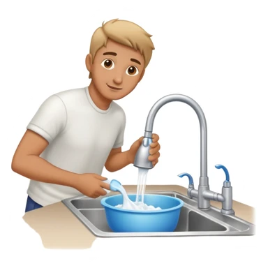 man washing dishes at kitchen sink sticker