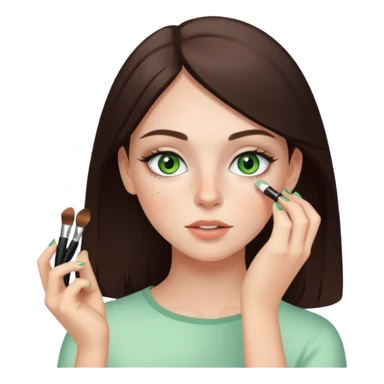 a white brunette girl with green eyes and freckles getting ready in the morning sticker