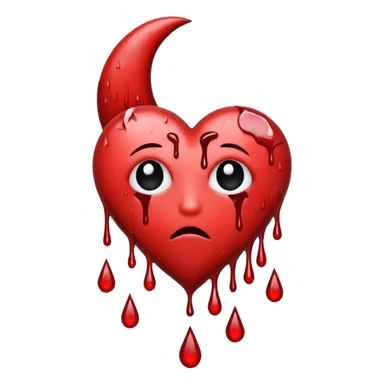 emo heart with crescent moon and rain sticker