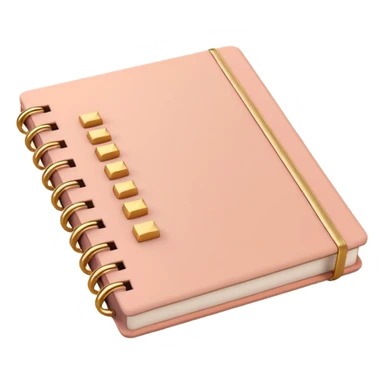 modern elegant planner with checkmarks emoji, 3D style, pastel terracotta pink and gold, clean design sticker