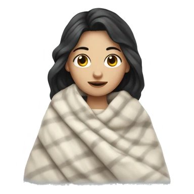 Pale  girl with dark hair cozy in a blanket sticker