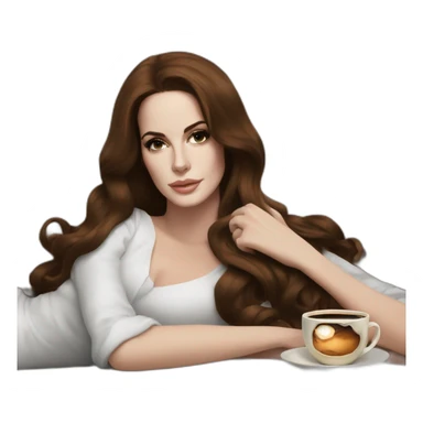 Lana del Rey laying on sofa with coffee sticker