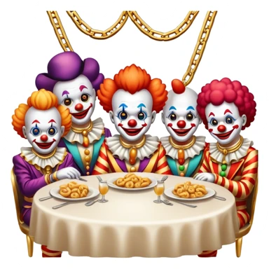 Vip restaurant full of clowns with golden chain on the neck sticker