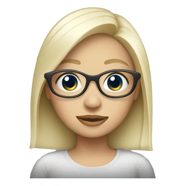 white blonde girl with around glass work at macbook  sticker