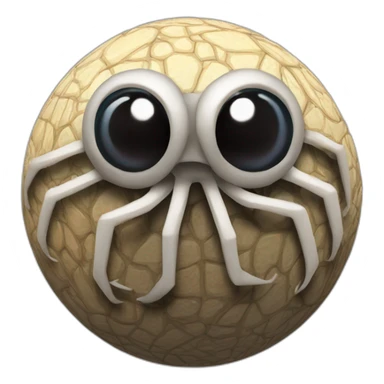 3d sphere with a cartoon Cave Spider skin texture with Eye of Horus sticker