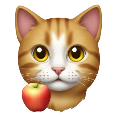 cat with apple sticker