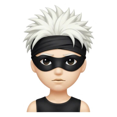Person With White Crazy Hair, A Black Blindfold, And A Black Outfit sticker