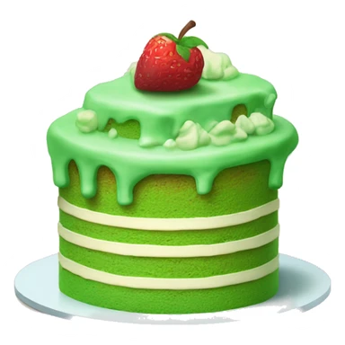 A green cake that says "здравствуйте!» sticker