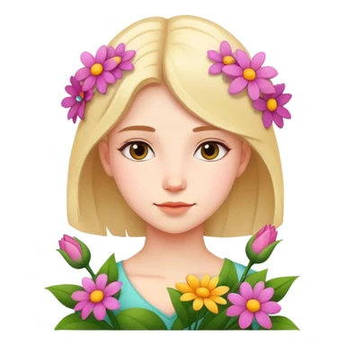 Girl with flowers sticker