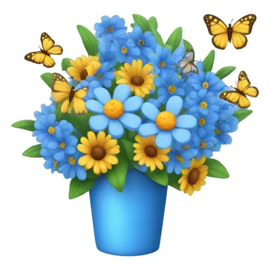 Blue bouquet with butterflies sticker